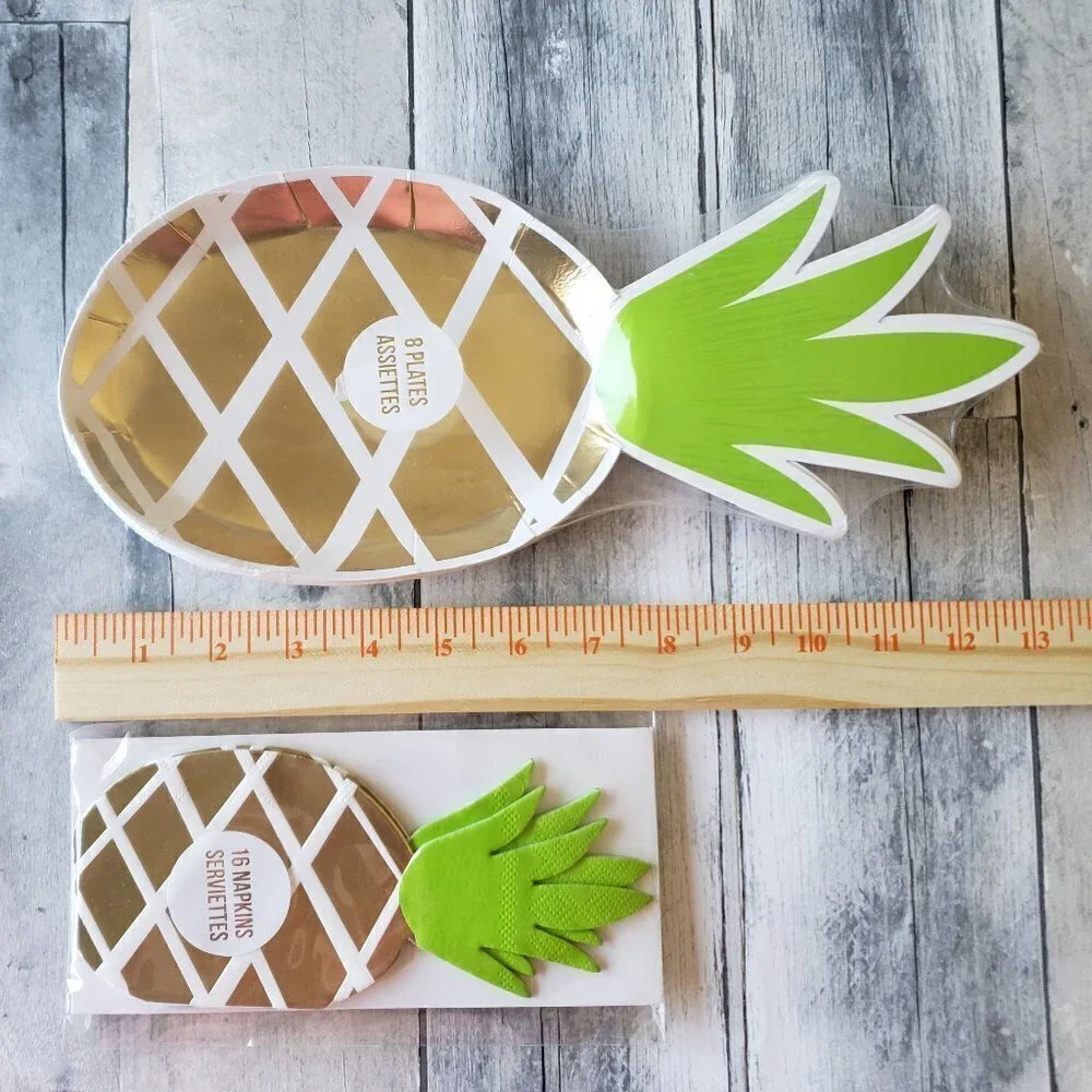 NWT - Meri Meri Pineapple  Paper Plates (8) and Paper Napkins (16)